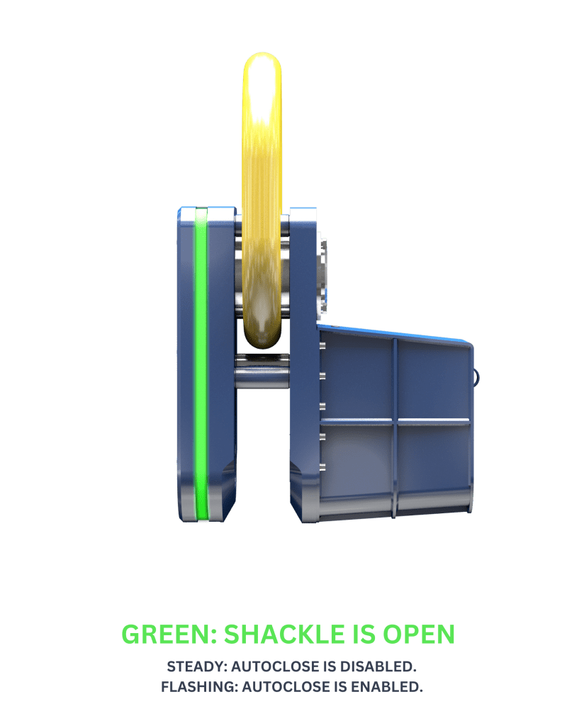 GREEN_ shackle is open